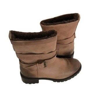 ROSS & SNOW Christiana Genuine Shearling Lined Moto Boot Size 9